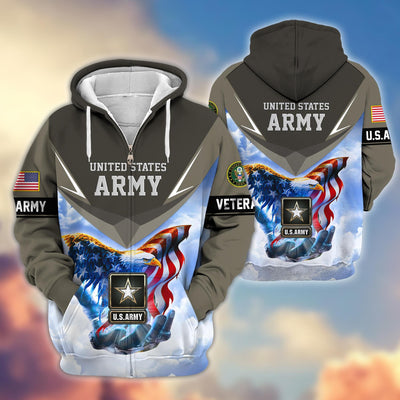 Premium US Veterans Zip Hoodie, Gifts For US Veterans
