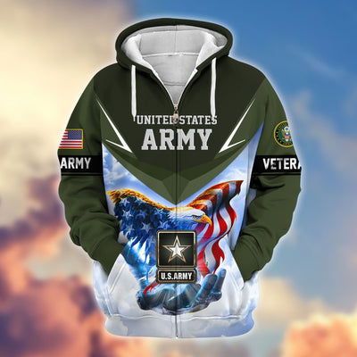 Premium US Veterans Zip Hoodie, Gifts For US Veterans