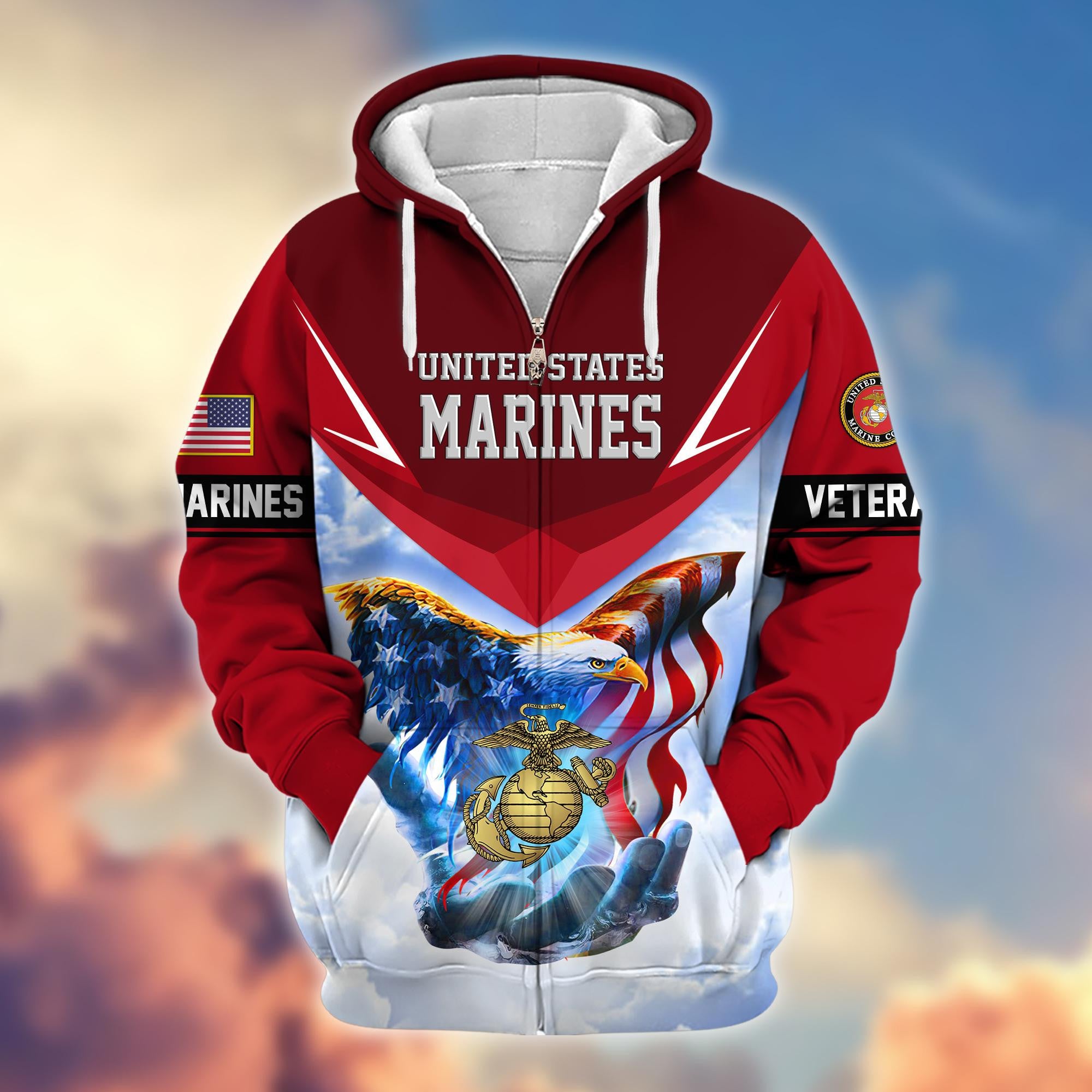 Premium US Veterans Zip Hoodie, Gifts For US Veterans