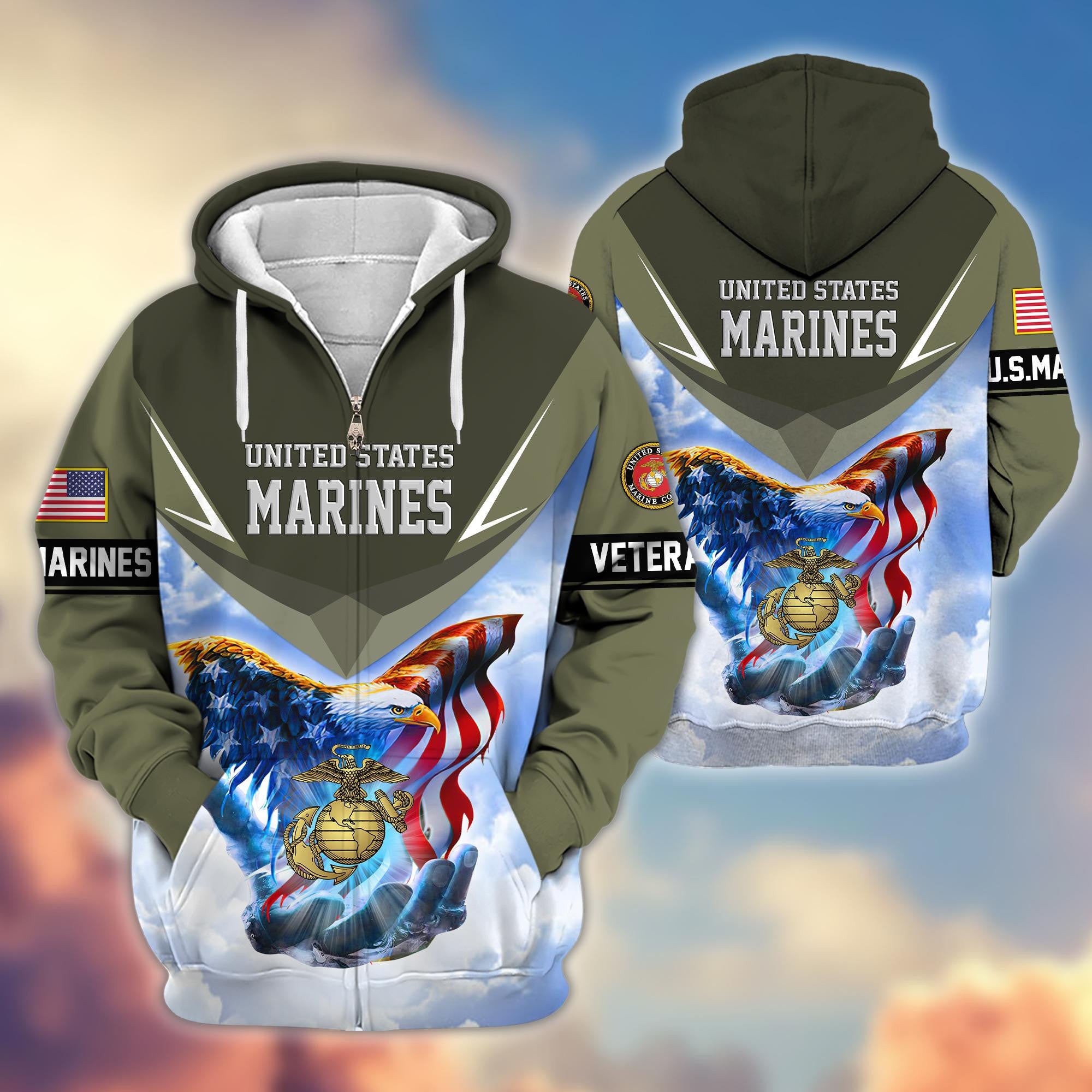 Premium US Veterans Zip Hoodie, Gifts For US Veterans