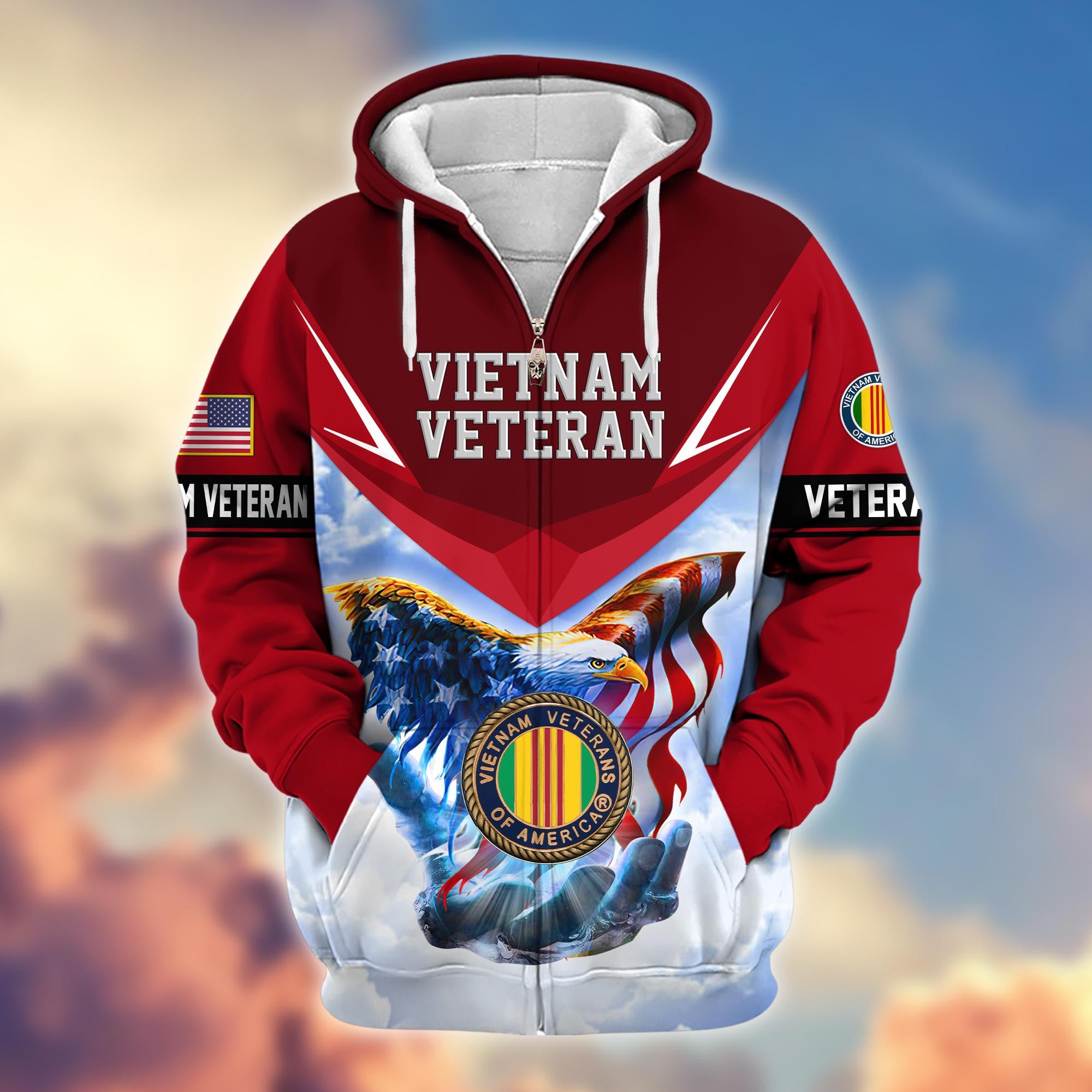 Premium US Veterans Zip Hoodie, Gifts For US Veterans