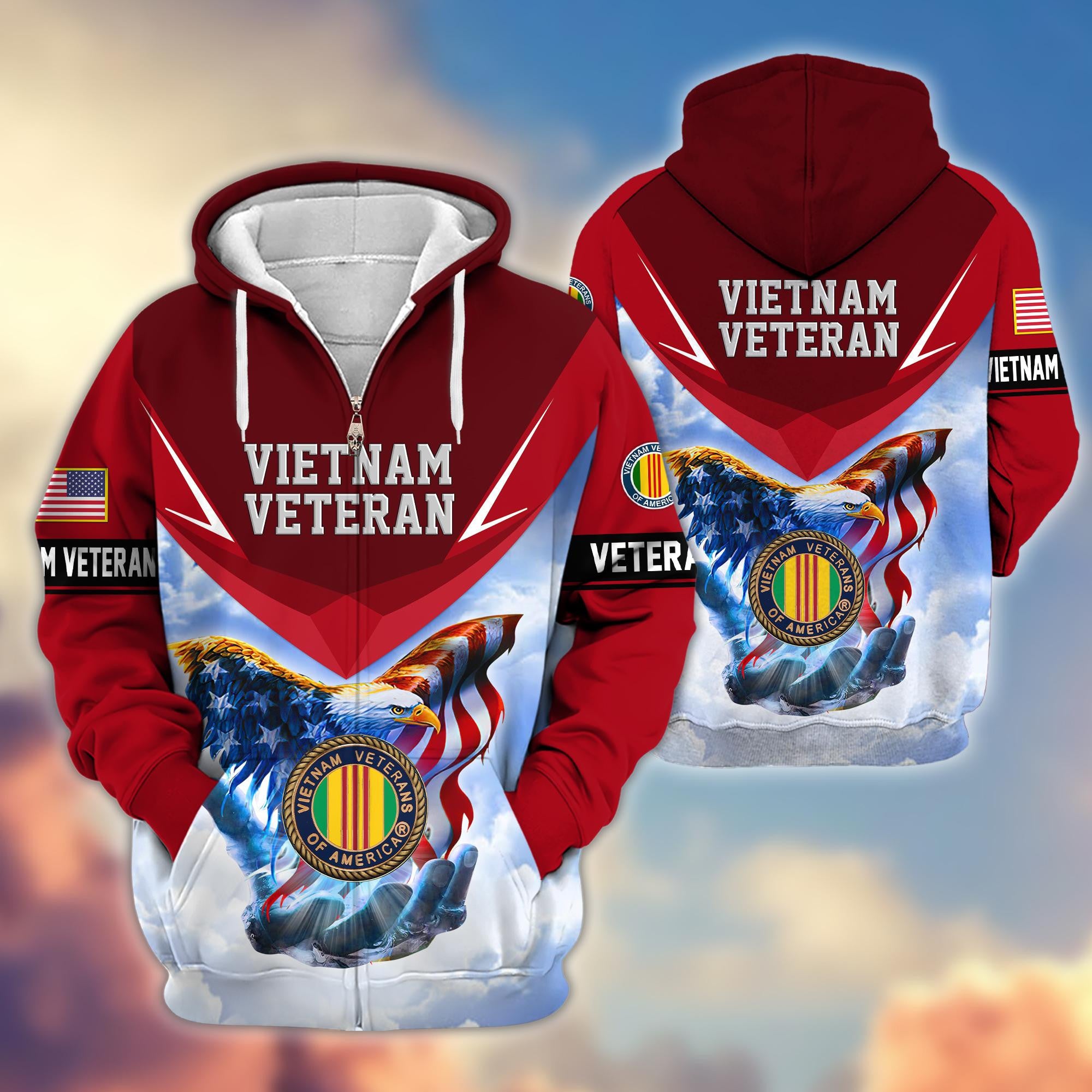 Premium US Veterans Zip Hoodie, Gifts For US Veterans