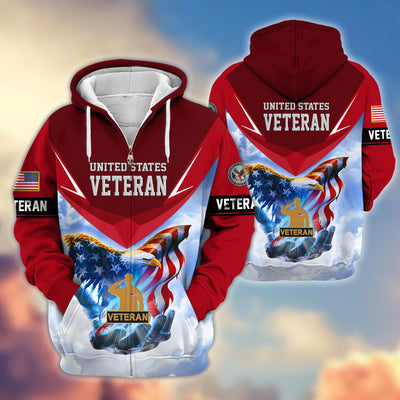 Premium US Veterans Zip Hoodie, Gifts For US Veterans