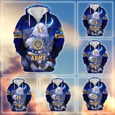 Premium US Veterans Zip Hoodie, Gifts For US Veterans