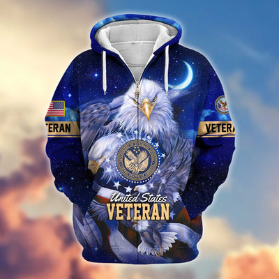 Premium US Veterans Zip Hoodie, Gifts For US Veterans