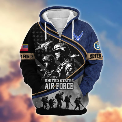 Premium Honoring All Who Served US Veterans Zip Hoodie, Gifts For US Veterans
