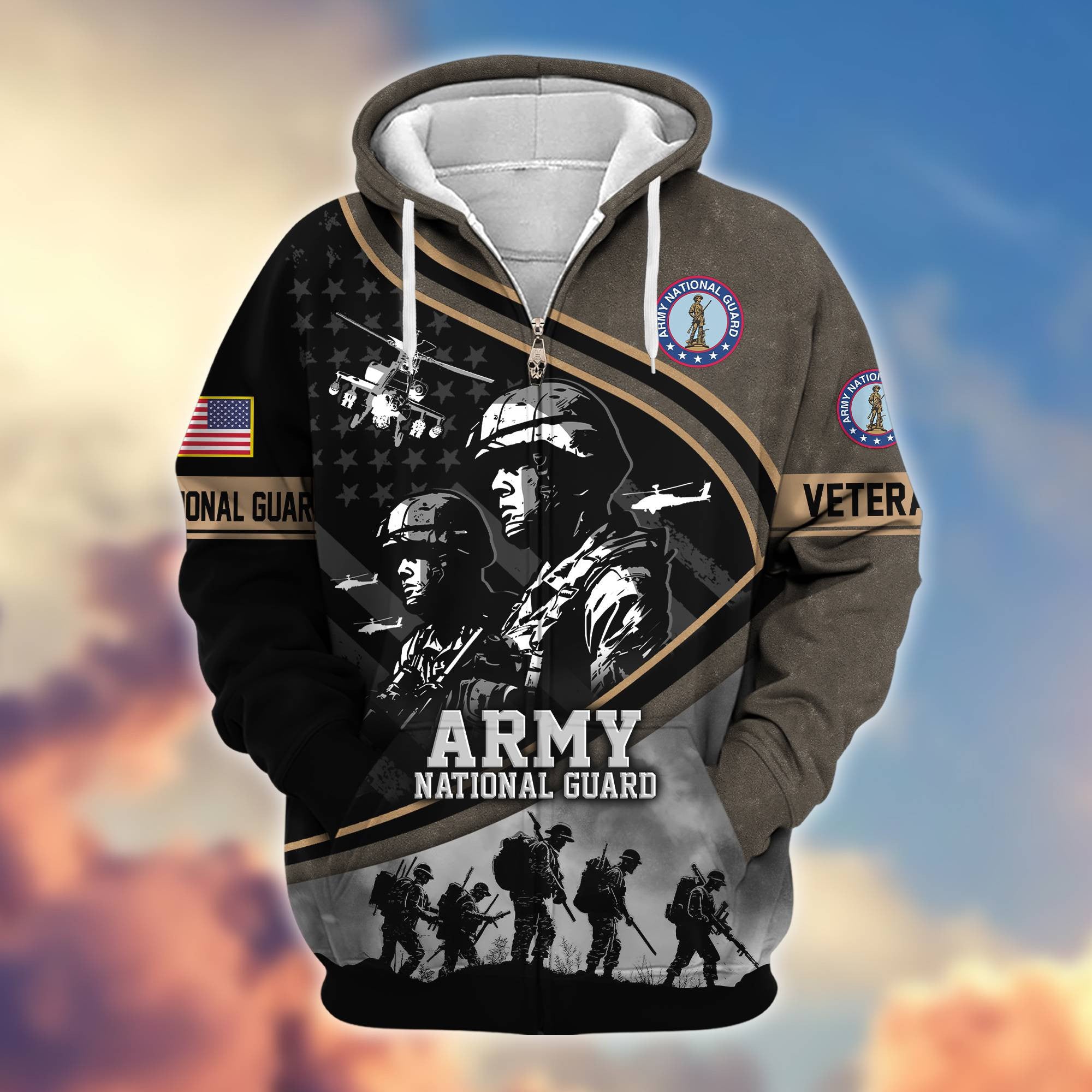 Premium Honoring All Who Served US Veterans Zip Hoodie, Gifts For US Veterans
