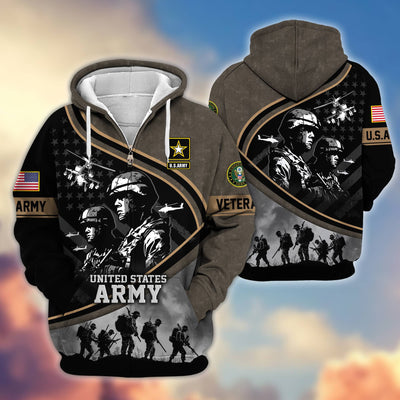 Premium Honoring All Who Served US Veterans Zip Hoodie, Gifts For US Veterans
