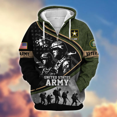 Premium Honoring All Who Served US Veterans Zip Hoodie, Gifts For US Veterans