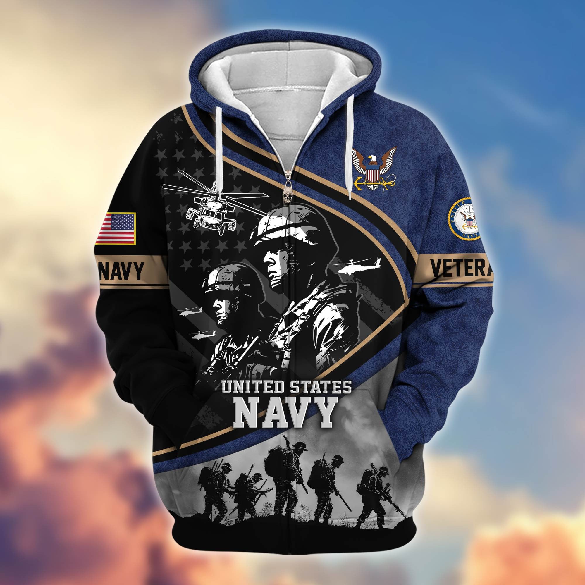 Premium Honoring All Who Served US Veterans Zip Hoodie, Gifts For US Veterans