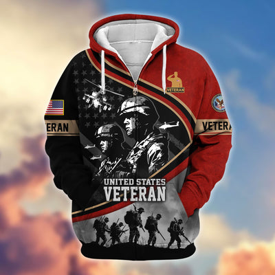 Premium Honoring All Who Served US Veterans Zip Hoodie, Gifts For US Veterans