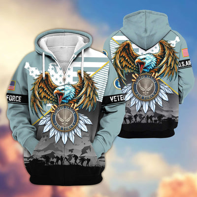 Premium Proudly Served US Veterans Zip Hoodie, Gifts For US Veterans