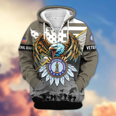 Premium Proudly Served US Veterans Zip Hoodie, Gifts For US Veterans
