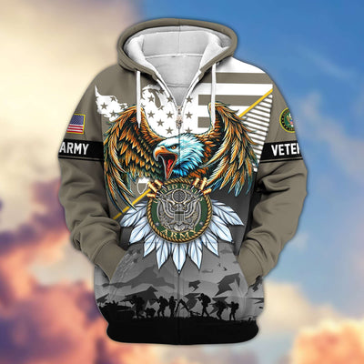 Premium Proudly Served US Veterans Zip Hoodie, Gifts For US Veterans