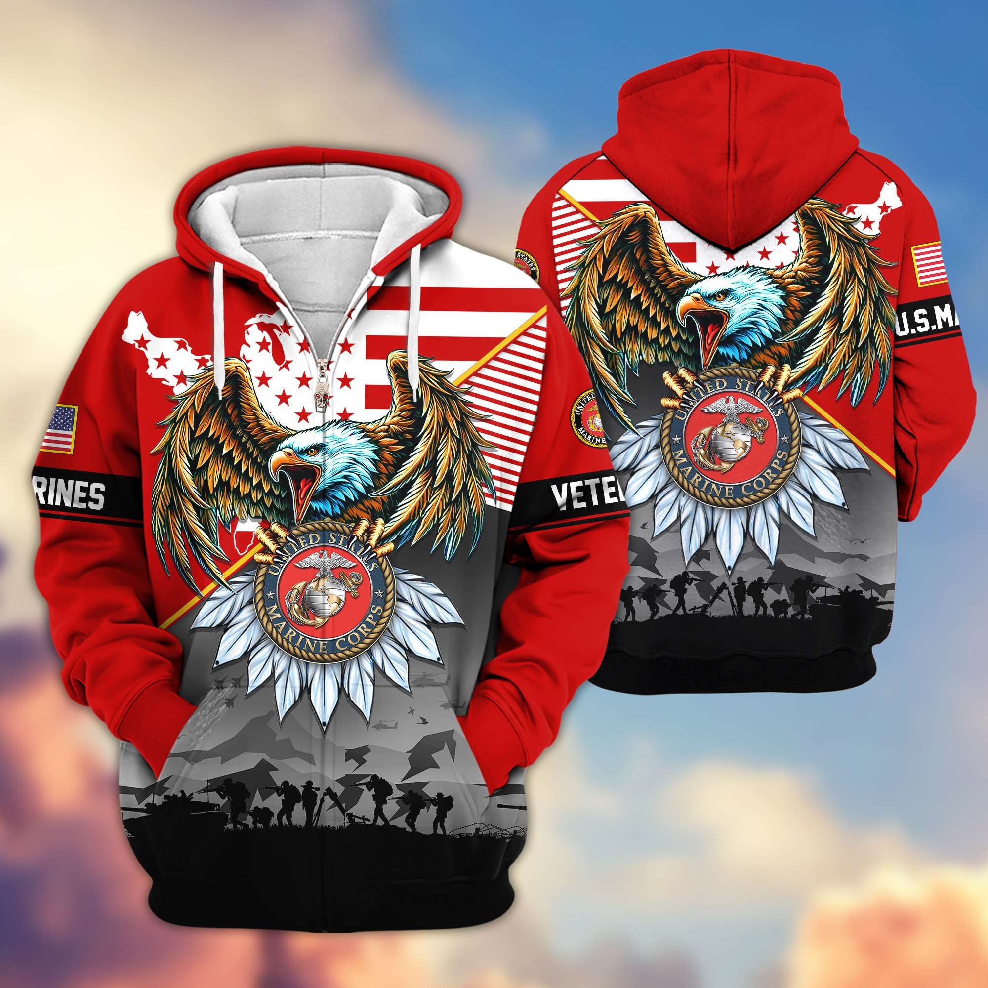 Premium Proudly Served US Veterans Zip Hoodie, Gifts For US Veterans