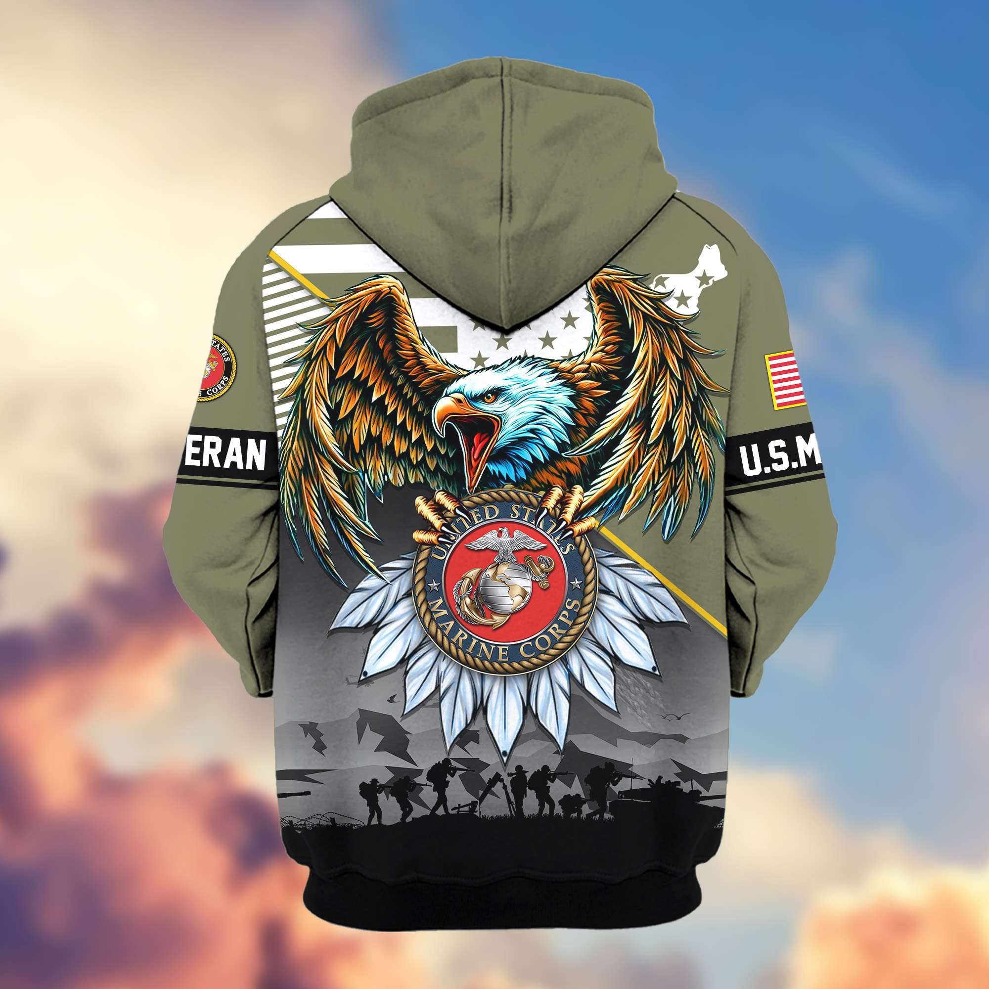 Premium Proudly Served US Veterans Zip Hoodie, Gifts For US Veterans