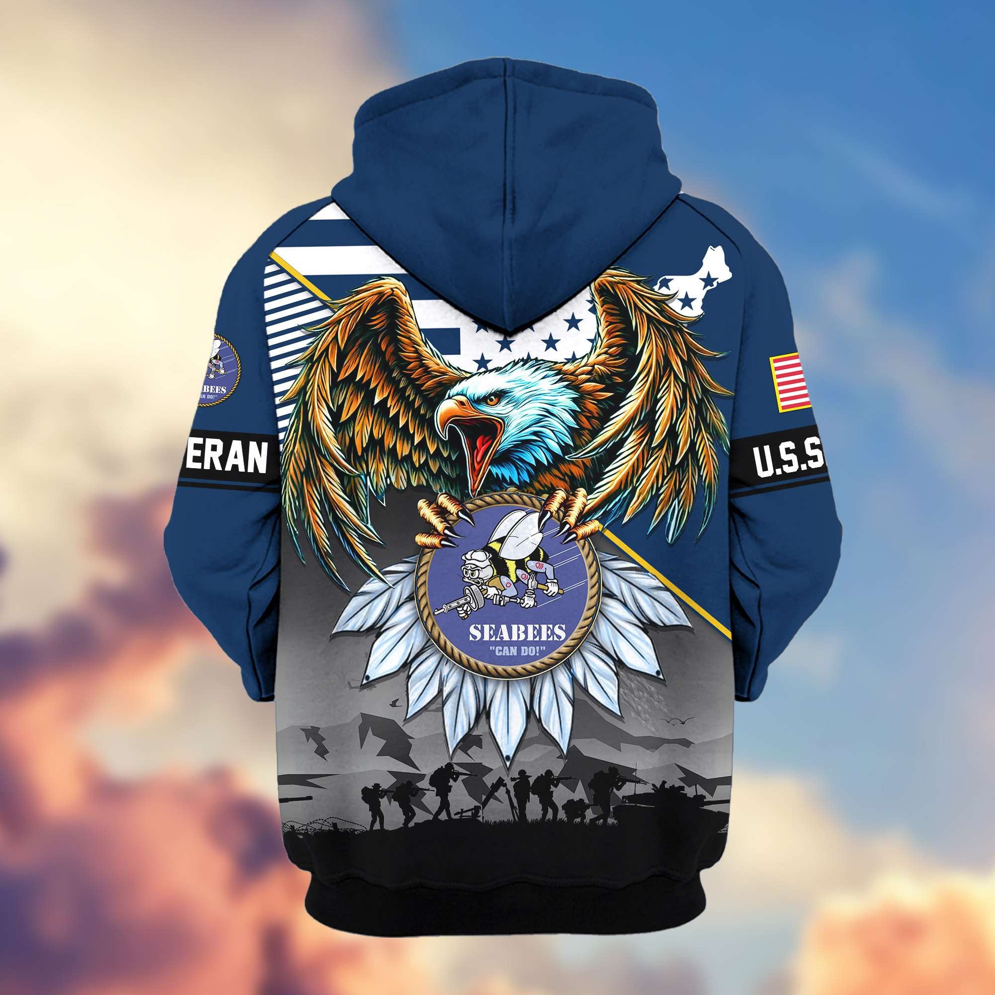 Premium Proudly Served US Veterans Zip Hoodie, Gifts For US Veterans