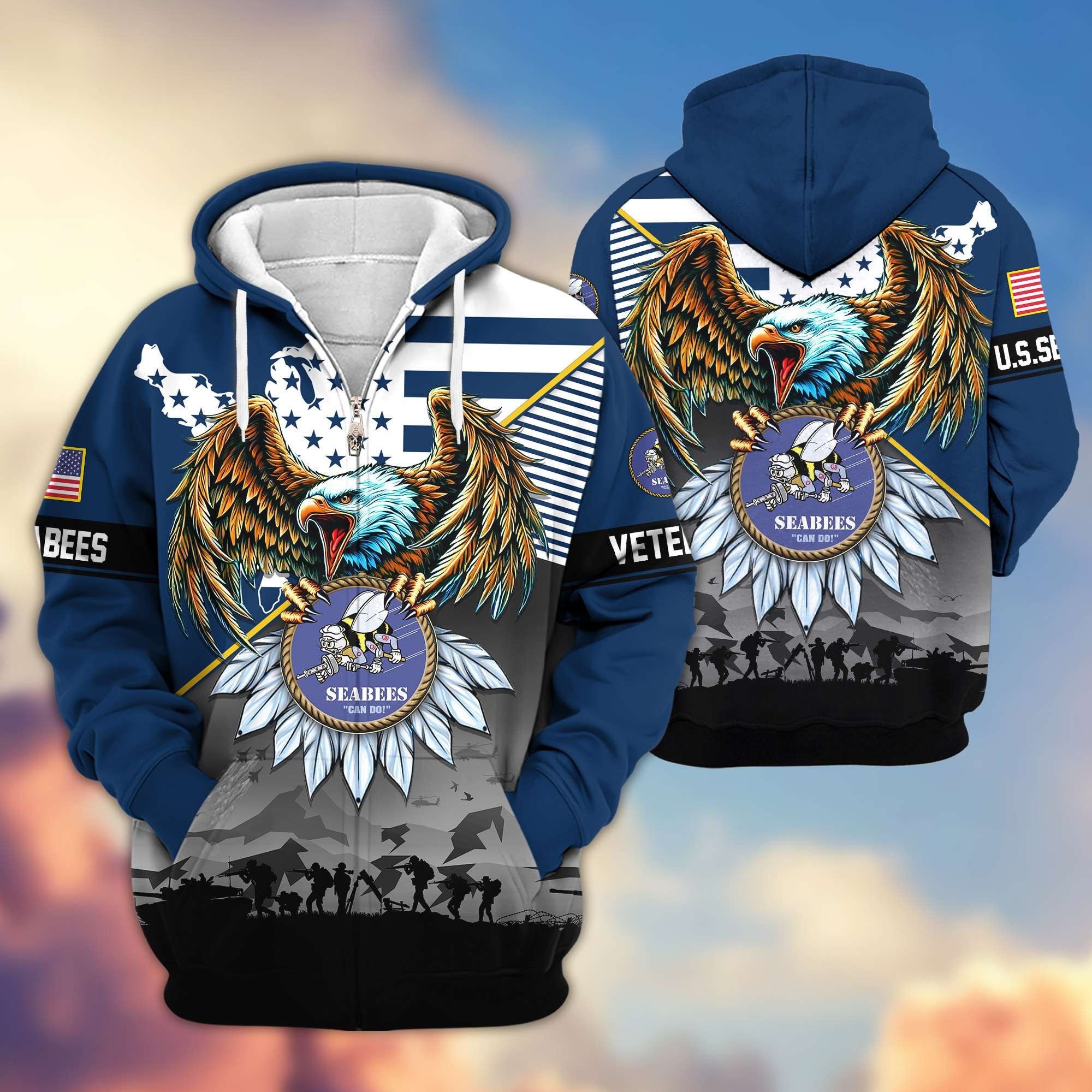 Premium Proudly Served US Veterans Zip Hoodie, Gifts For US Veterans