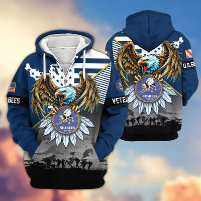 Premium Proudly Served US Veterans Zip Hoodie, Gifts For US Veterans