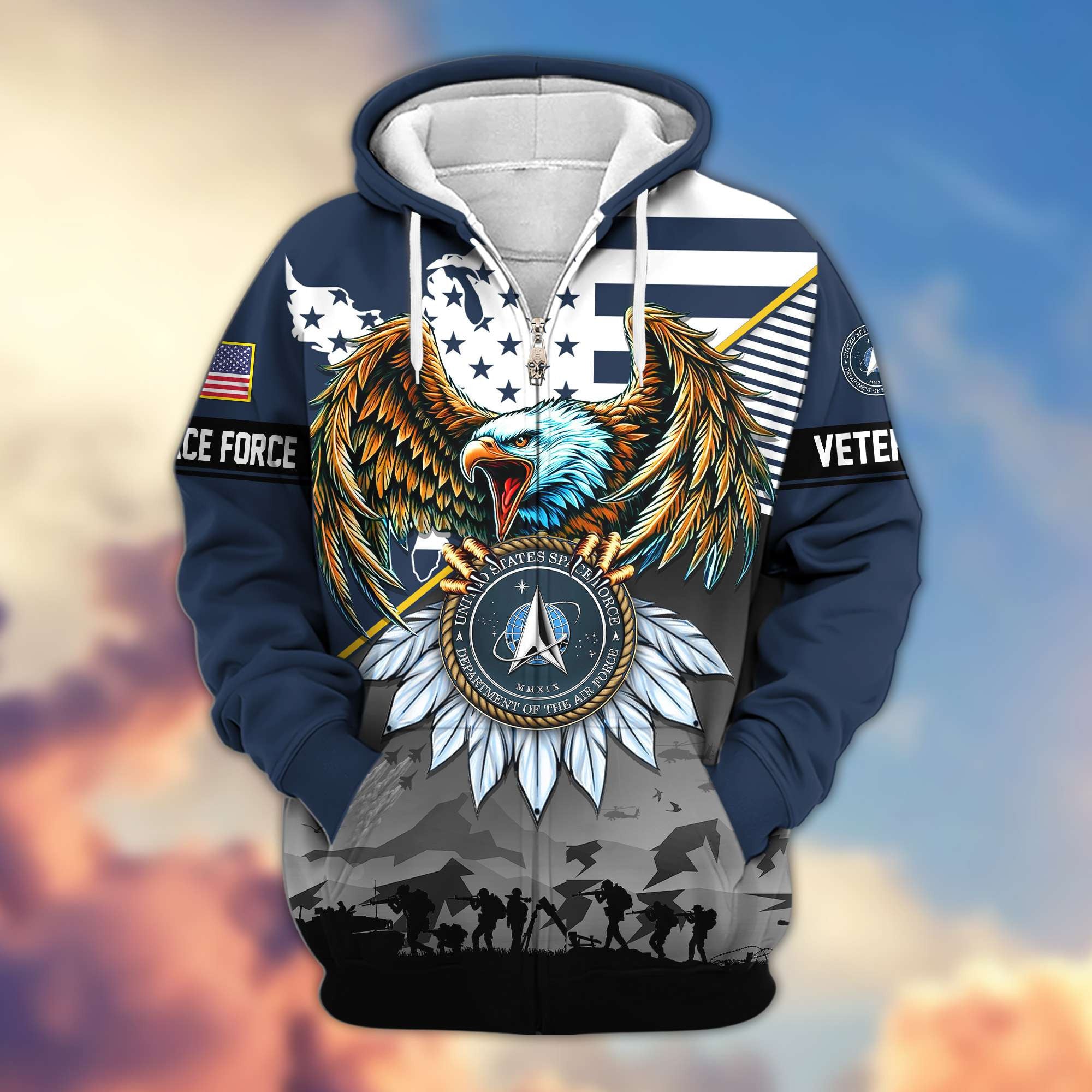 Premium Proudly Served US Veterans Zip Hoodie, Gifts For US Veterans