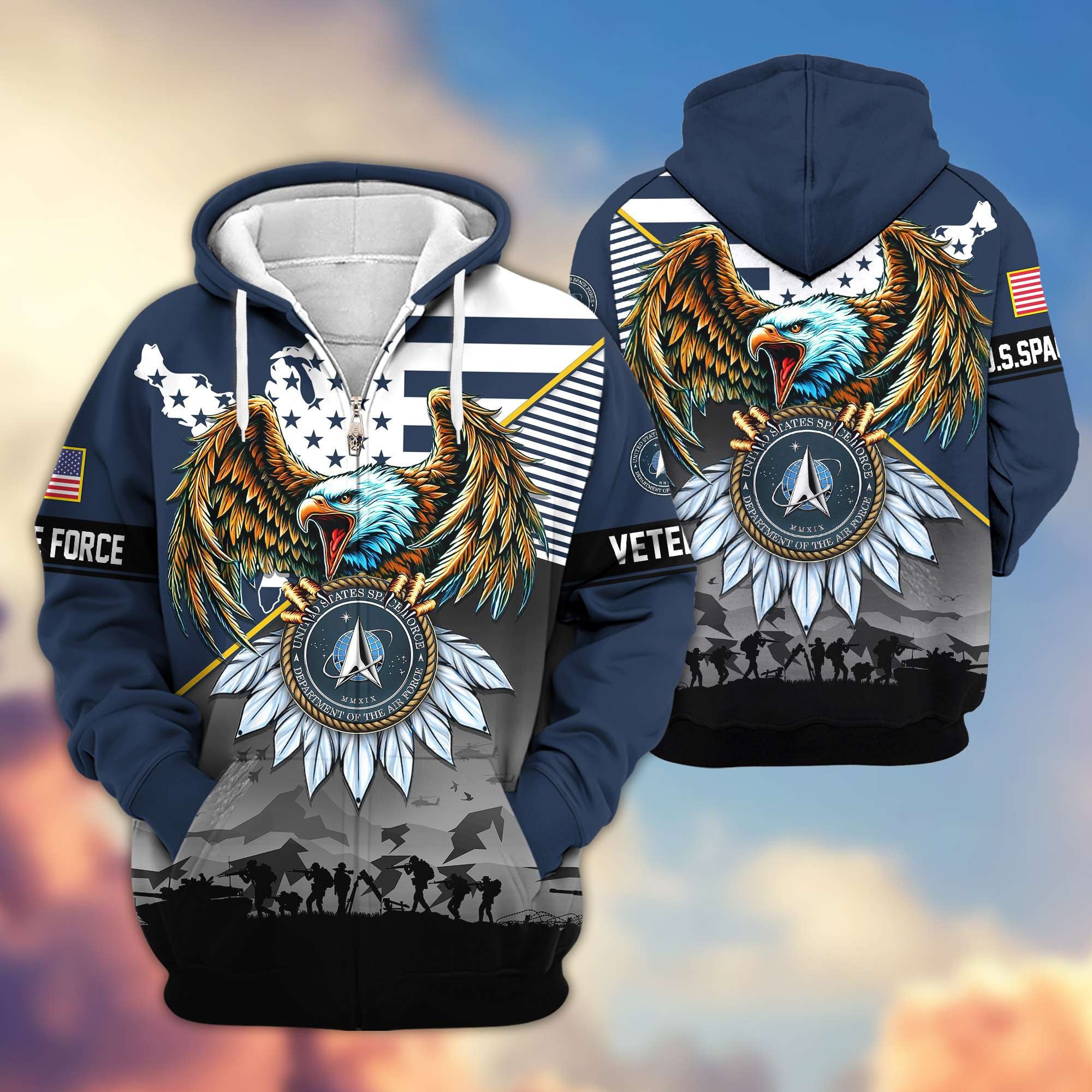 Premium Proudly Served US Veterans Zip Hoodie, Gifts For US Veterans