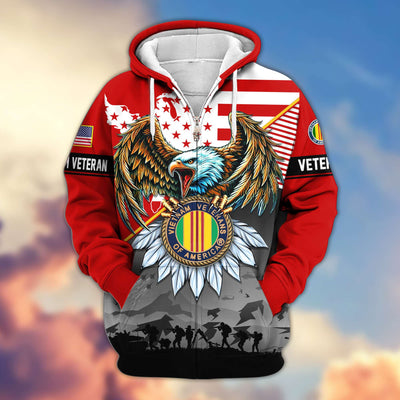 Premium Proudly Served US Veterans Zip Hoodie, Gifts For US Veterans