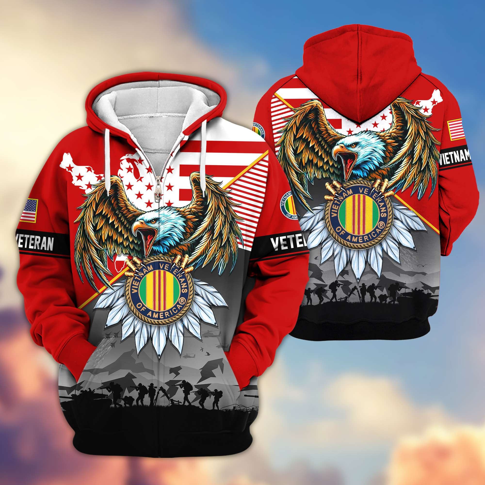 Premium Proudly Served US Veterans Zip Hoodie, Gifts For US Veterans