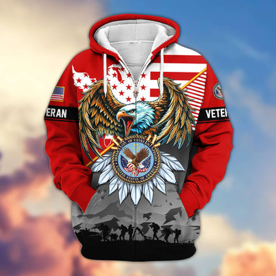 Premium Proudly Served US Veterans Zip Hoodie, Gifts For US Veterans