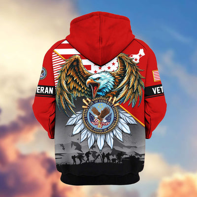Premium Proudly Served US Veterans Zip Hoodie, Gifts For US Veterans