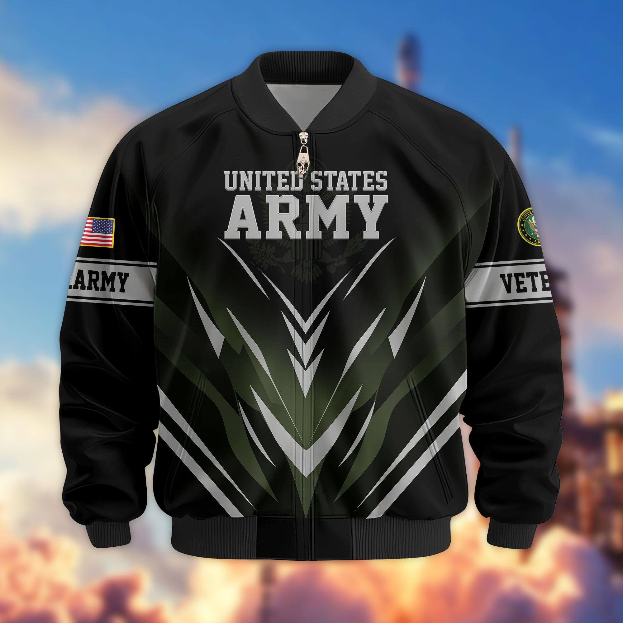 Premium Respect The Flag US Veterans Bomber Jacket, Gifts For US Veterans