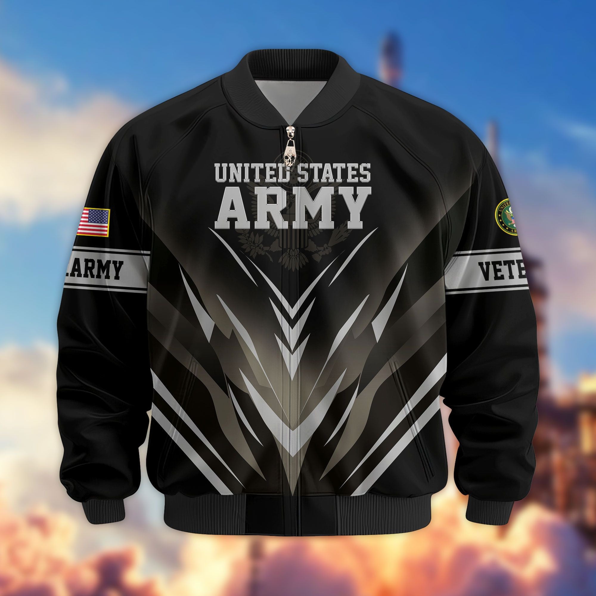 Premium Respect The Flag US Veterans Bomber Jacket, Gifts For US Veterans