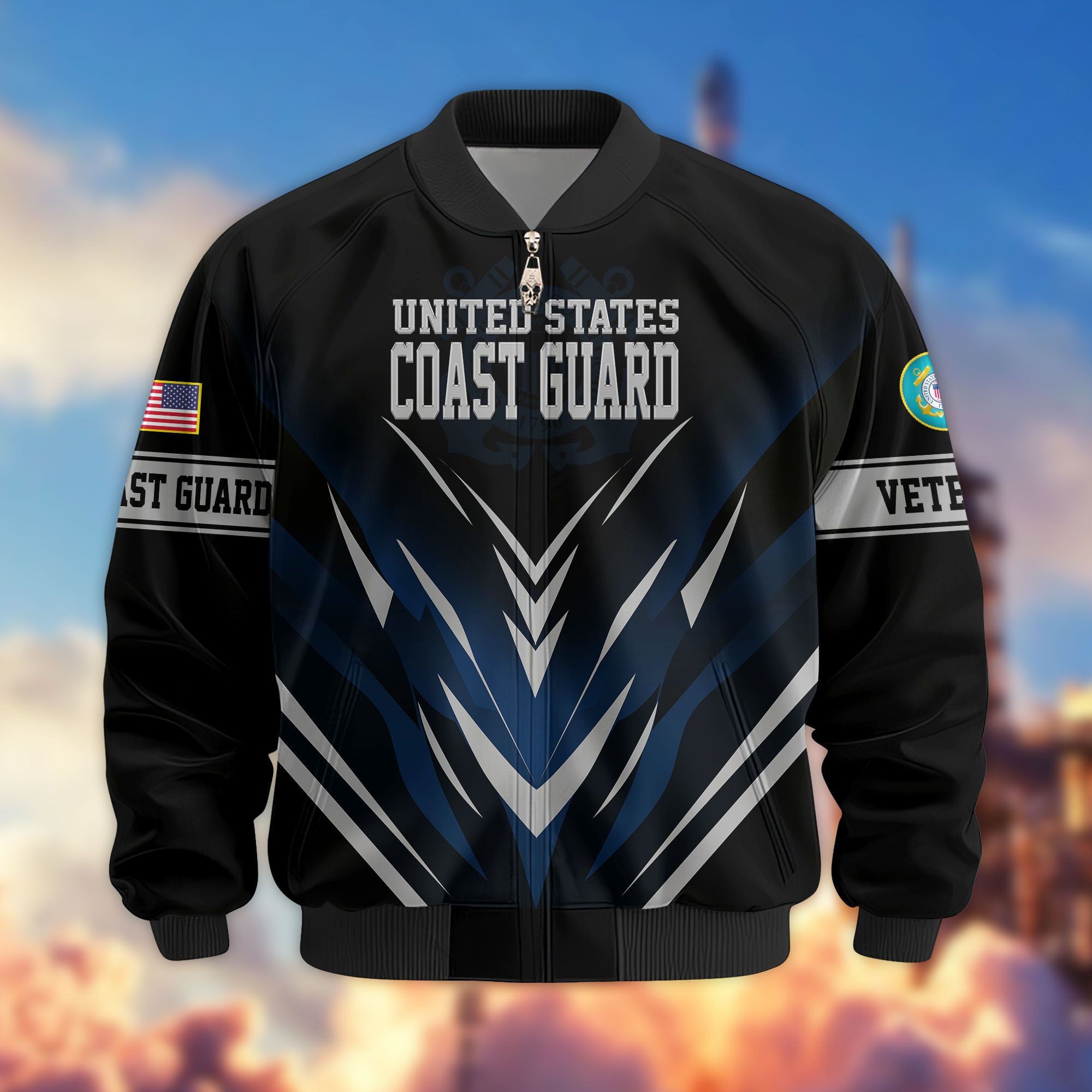 Premium Respect The Flag US Veterans Bomber Jacket, Gifts For US Veterans