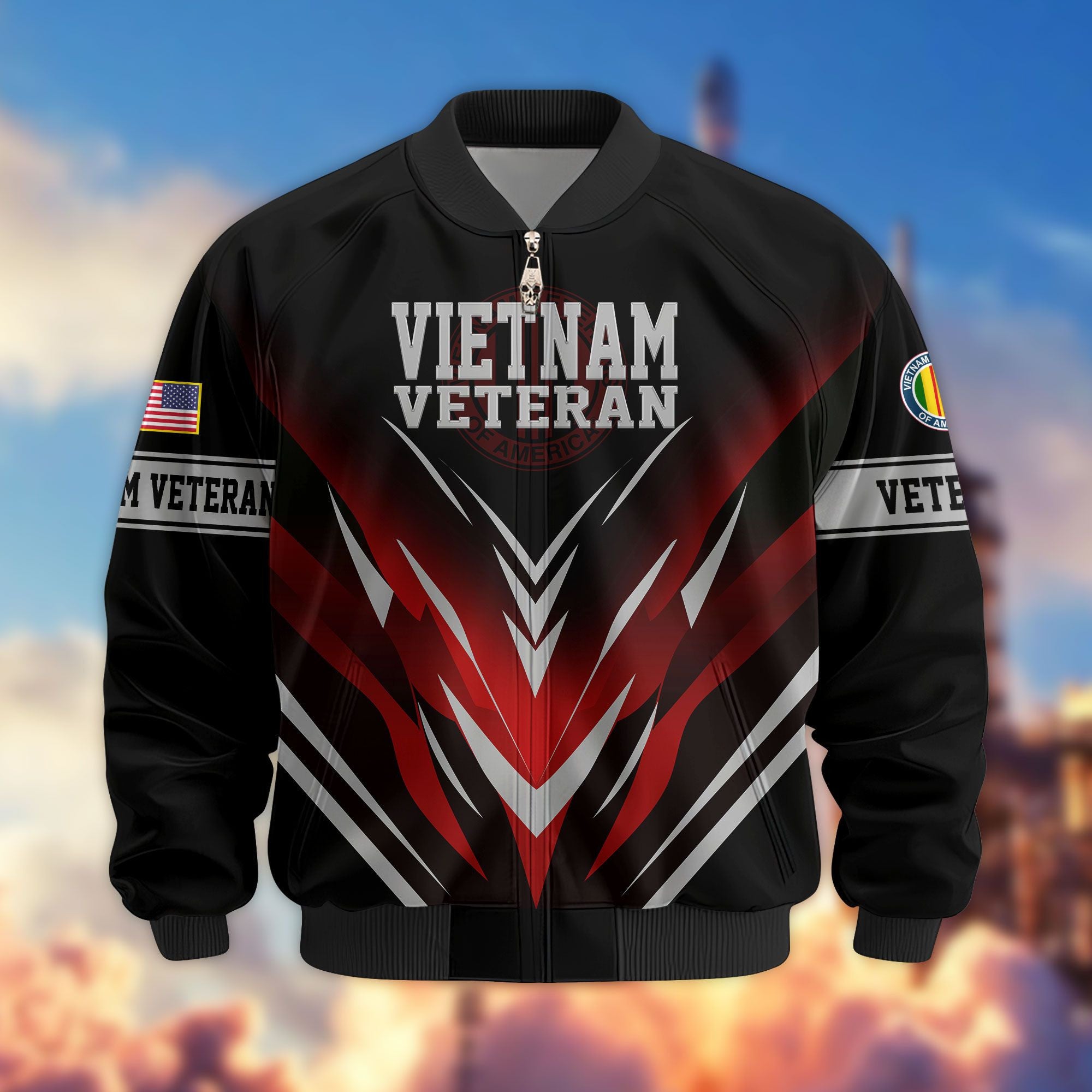 Premium Respect The Flag US Veterans Bomber Jacket, Gifts For US Veterans