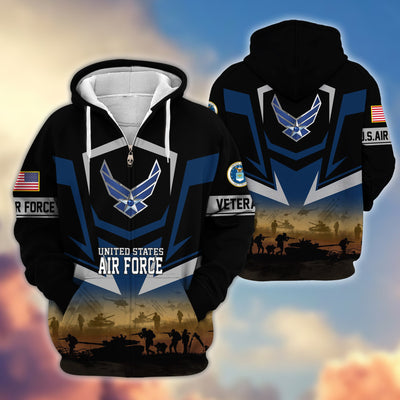 Premium Proudly Served US Veterans Zip Hoodie, Gifts For US Veterans