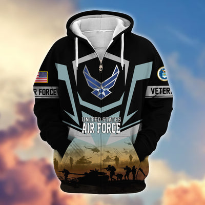 Premium Proudly Served US Veterans Zip Hoodie, Gifts For US Veterans