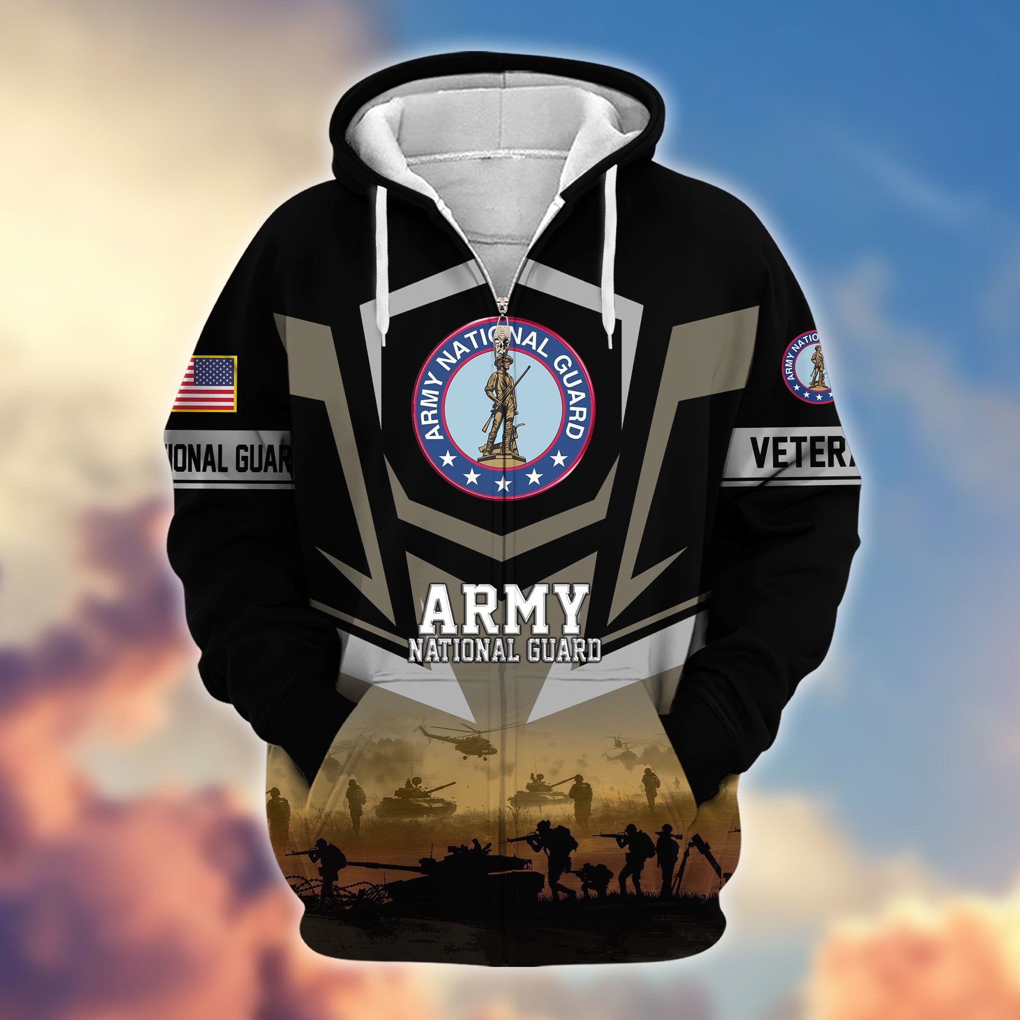 Premium Proudly Served US Veterans Zip Hoodie, Gifts For US Veterans