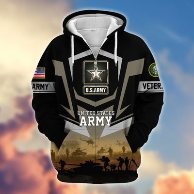 Premium Proudly Served US Veterans Zip Hoodie, Gifts For US Veterans