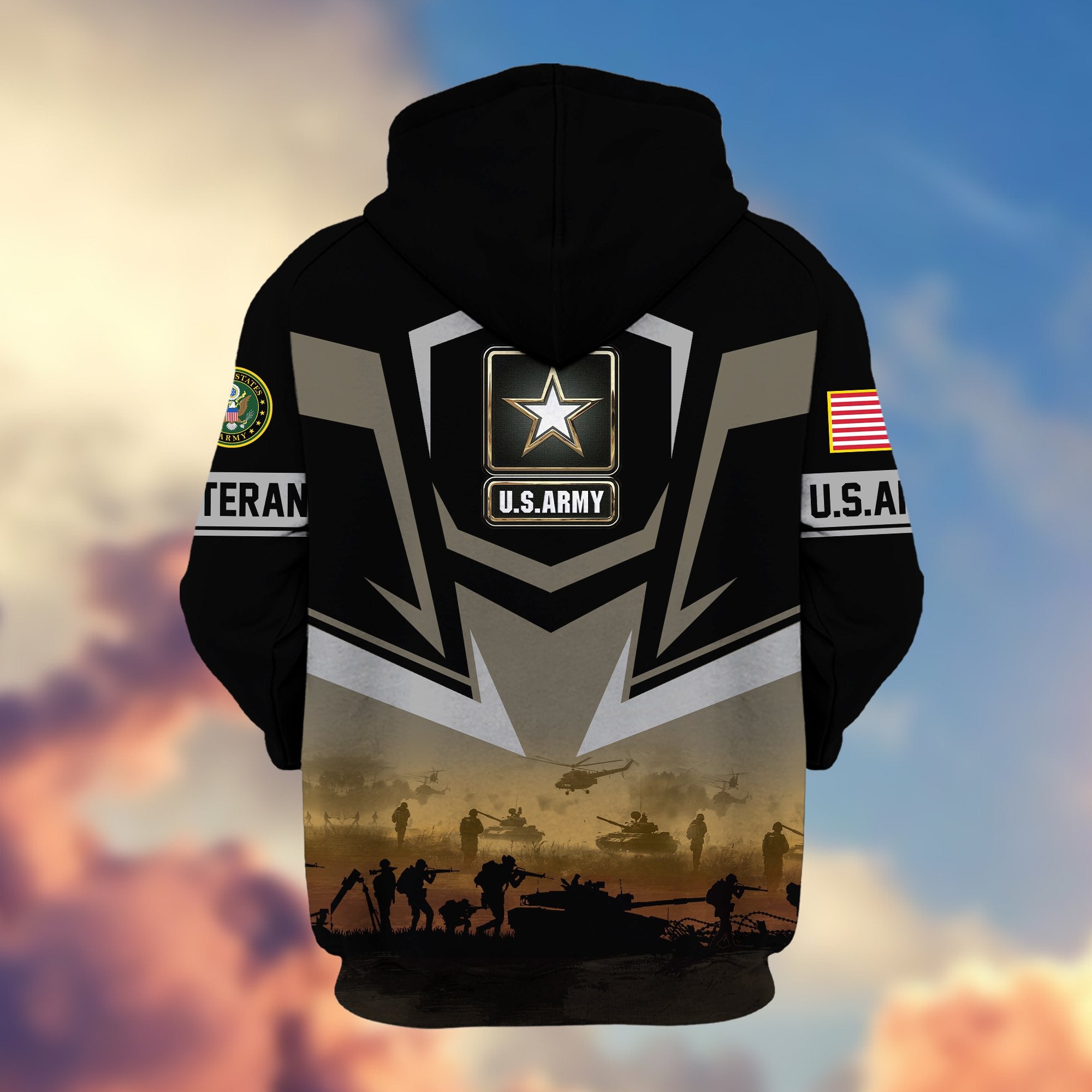 Premium Proudly Served US Veterans Zip Hoodie, Gifts For US Veterans