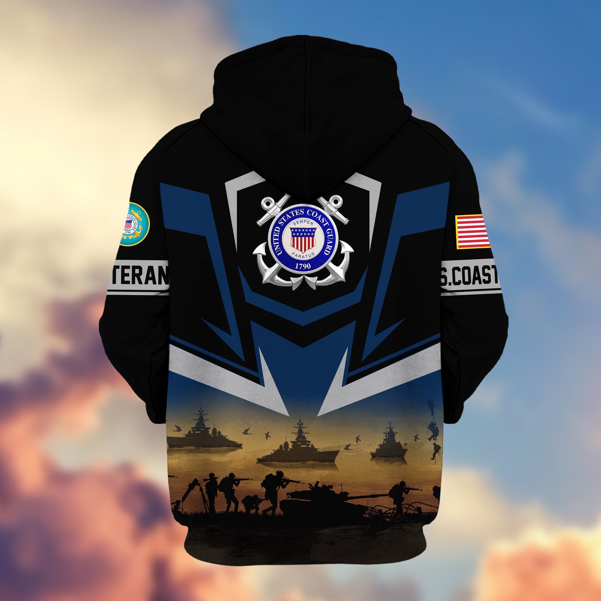 Premium Proudly Served US Veterans Zip Hoodie, Gifts For US Veterans