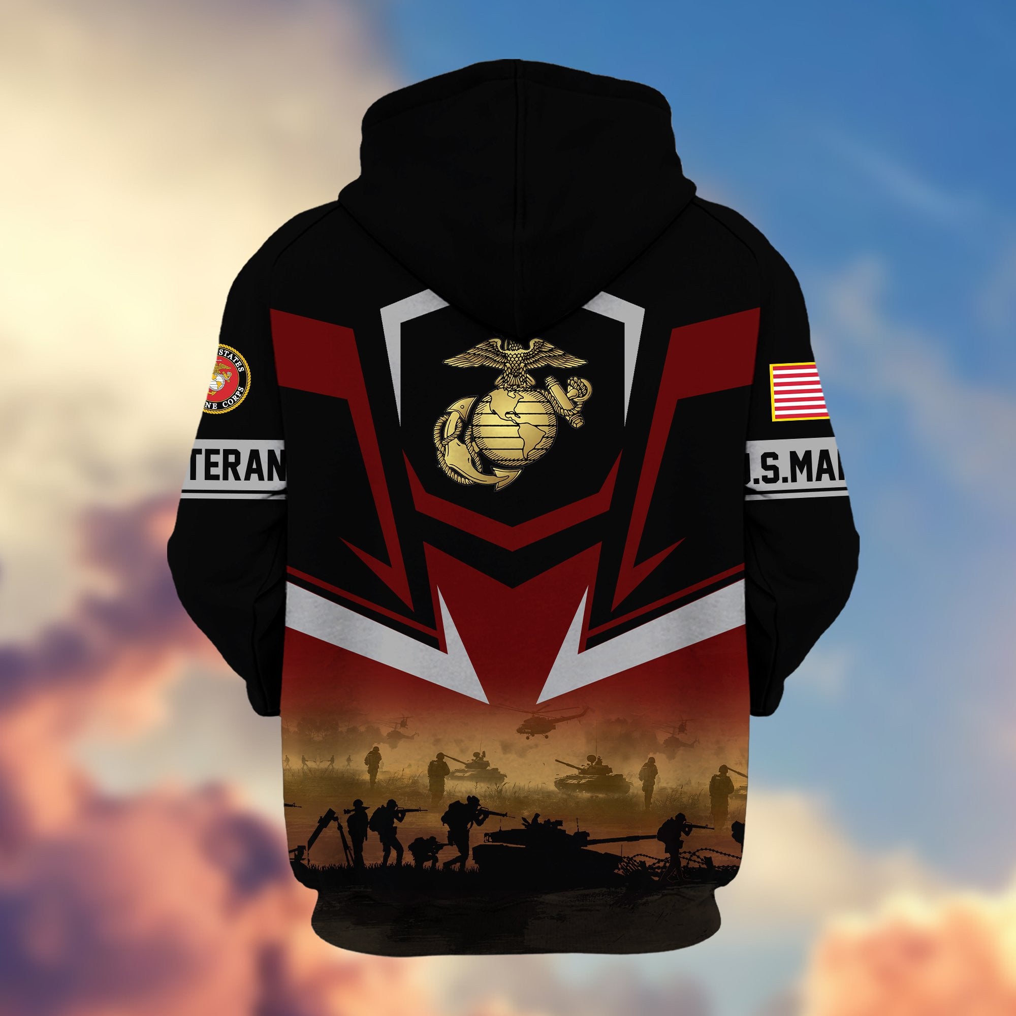 Premium Proudly Served US Veterans Zip Hoodie, Gifts For US Veterans