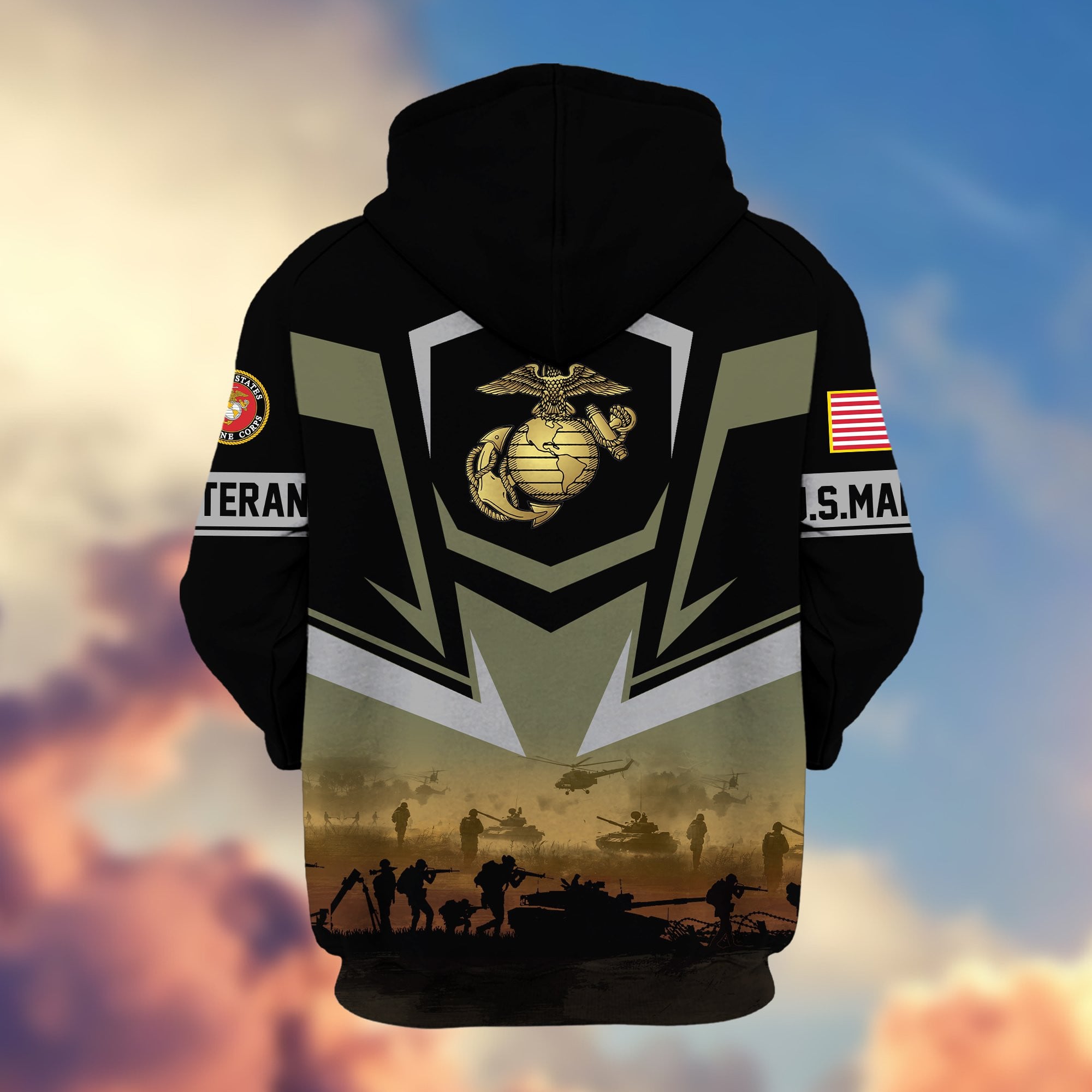 Premium Proudly Served US Veterans Zip Hoodie, Gifts For US Veterans