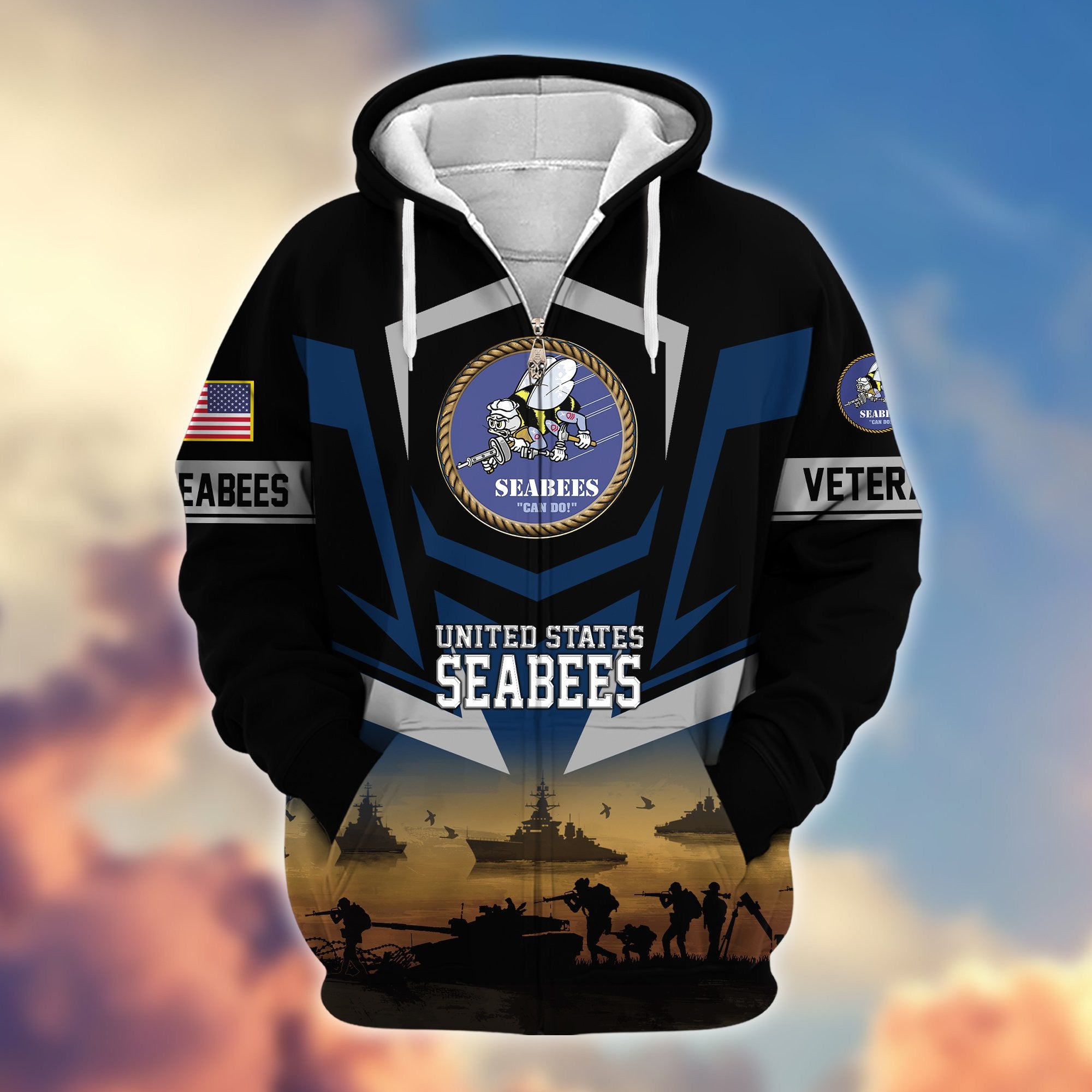 Premium Proudly Served US Veterans Zip Hoodie, Gifts For US Veterans