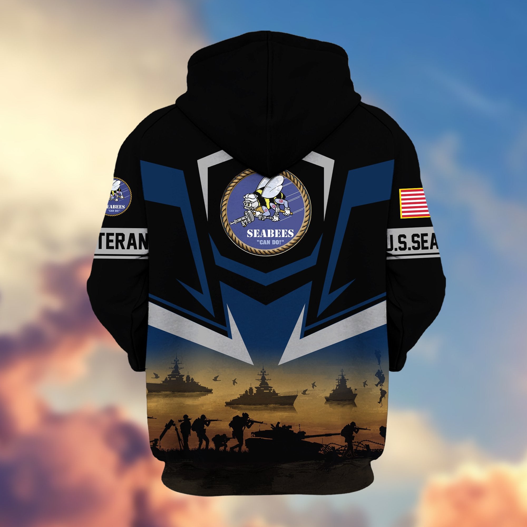 Premium Proudly Served US Veterans Zip Hoodie, Gifts For US Veterans
