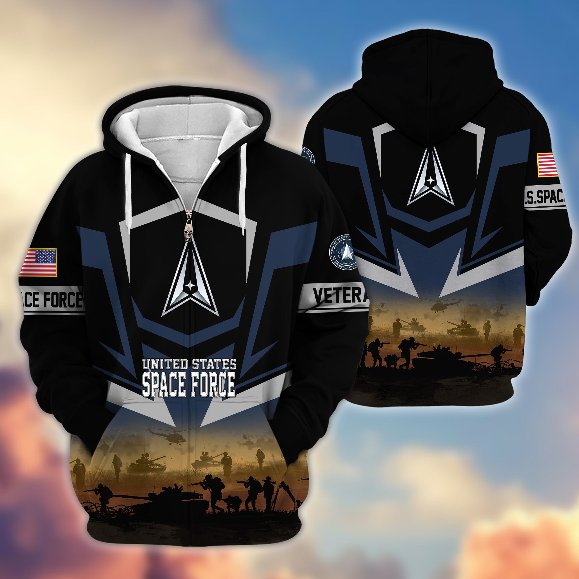 Premium Proudly Served US Veterans Zip Hoodie, Gifts For US Veterans