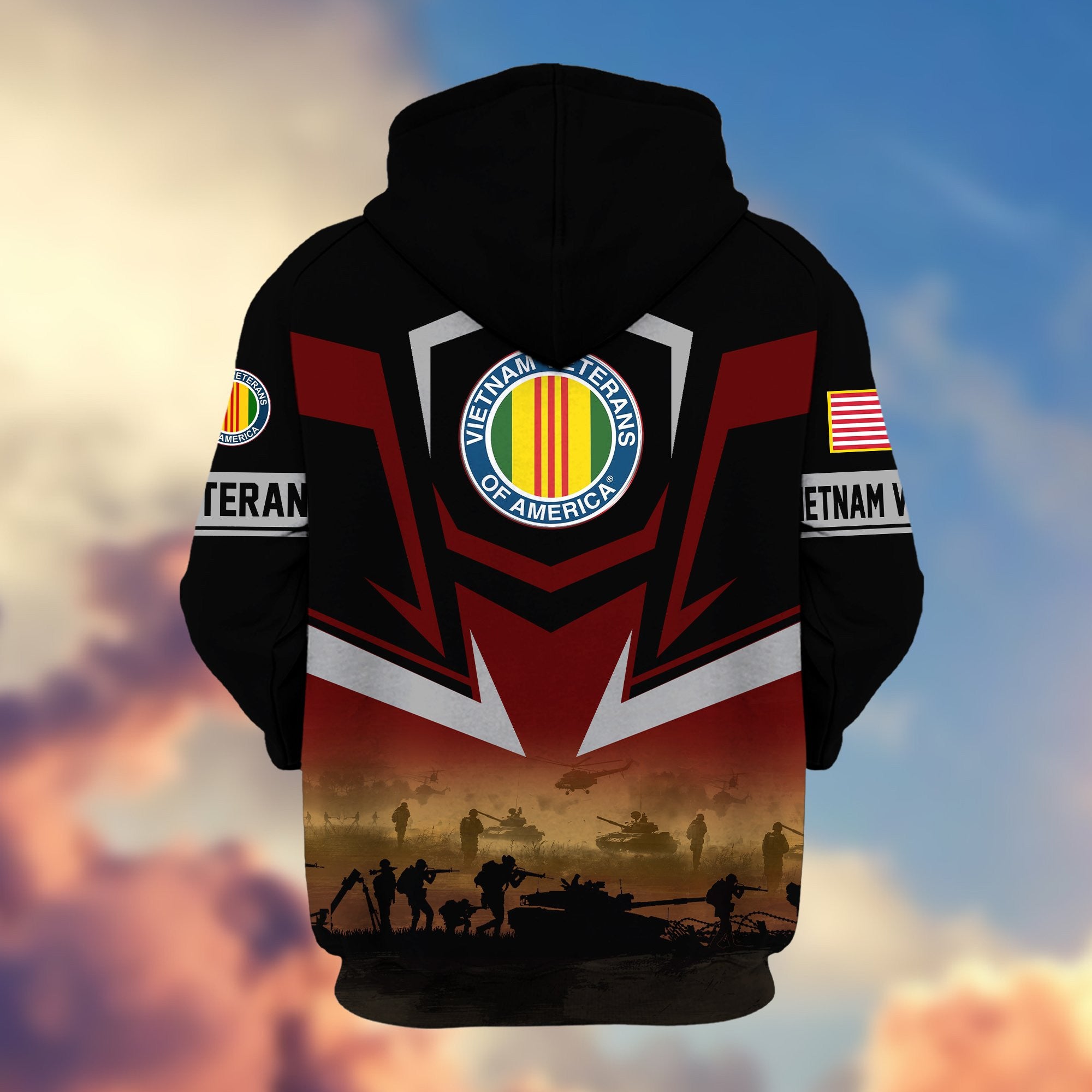 Premium Proudly Served US Veterans Zip Hoodie, Gifts For US Veterans