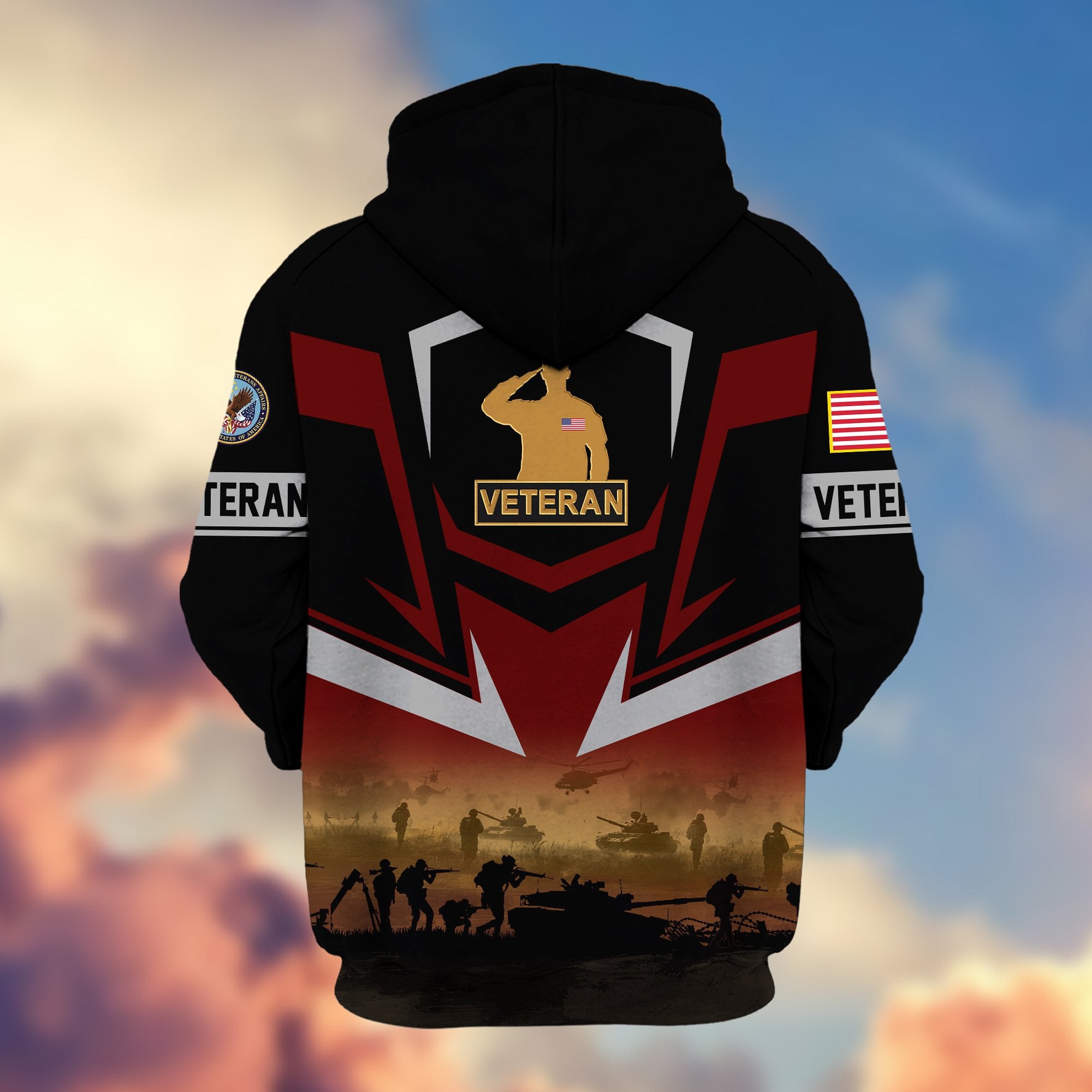Premium Proudly Served US Veterans Zip Hoodie, Gifts For US Veterans