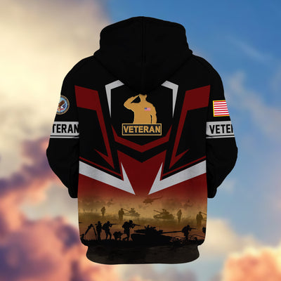 Premium Proudly Served US Veterans Zip Hoodie, Gifts For US Veterans