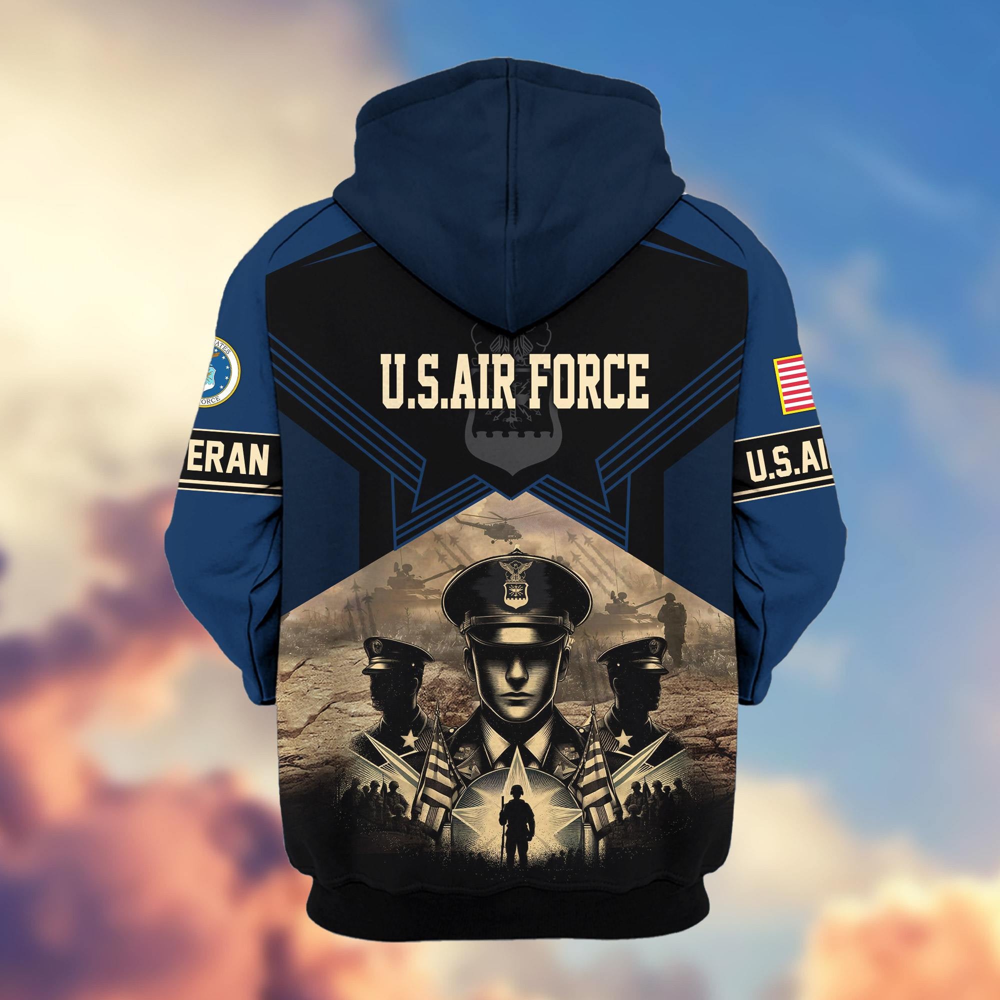 Premium Proudly Served US Veterans Zip Hoodie, Gifts For US Veterans