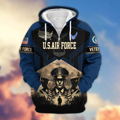 Premium Proudly Served US Veterans Zip Hoodie, Gifts For US Veterans