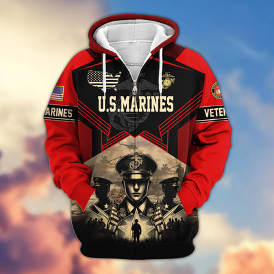 Premium Proudly Served US Veterans Zip Hoodie, Gifts For US Veterans